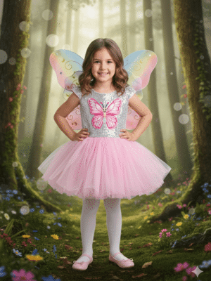 Vestido de Hada Mariposa Rosa Infantil