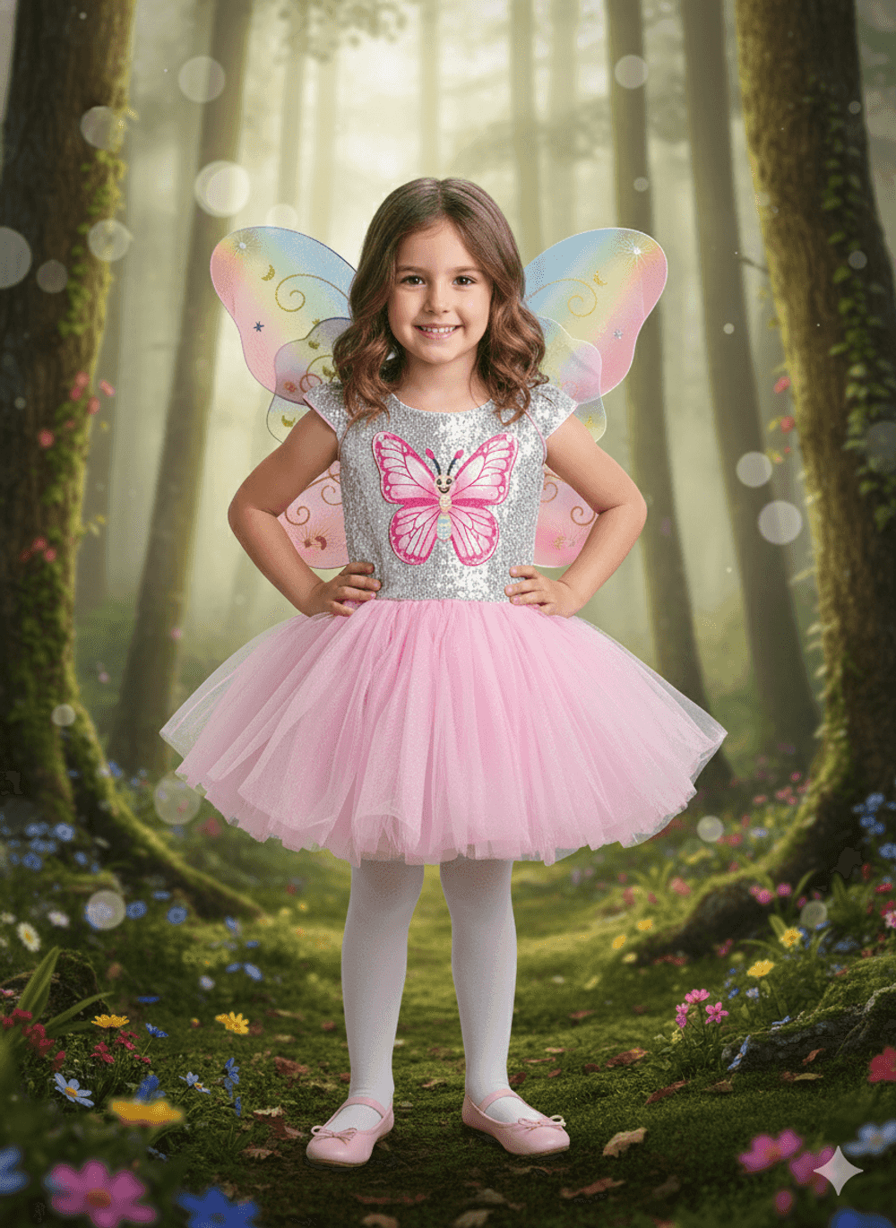 Vestido de Hada Mariposa Rosa Infantil