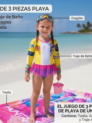 Set Infantil de Playa 3 Piezas con Traje y Accesorios