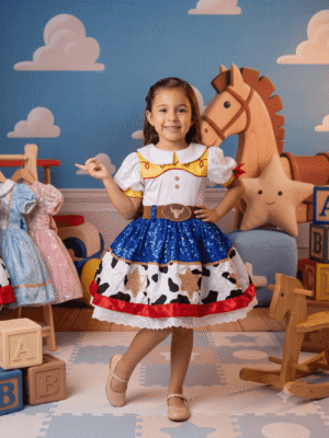 Vestido Infantil Premium Vaquera de Juguete