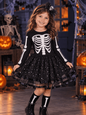 Vestido Disfraz de Esqueleto para Niña con Falda Tutú