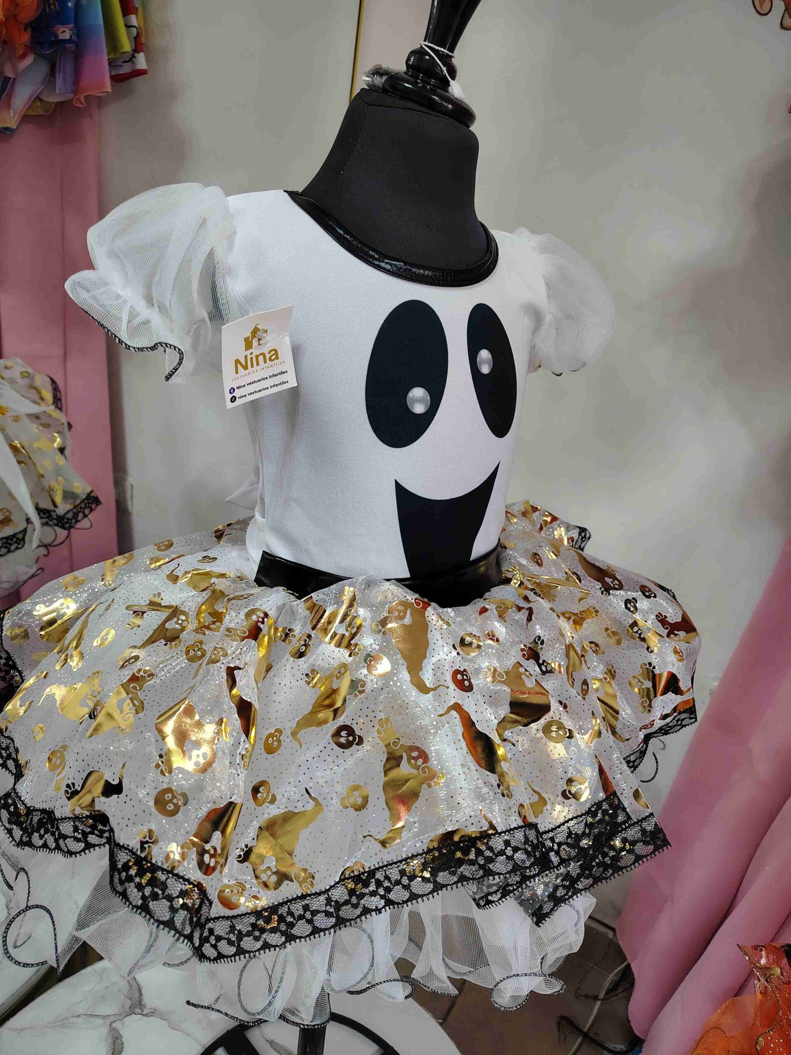 Vestido Infantil de Fantasmita Blanco - Disfraz de Halloween - Imagen 2