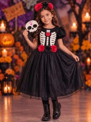 Disfraz Infantil Catrina con Máscara de Calavera